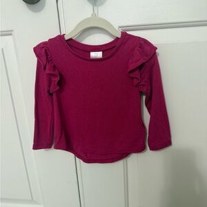 GAP Kids Long Sleeve Ruffle Top - Berry